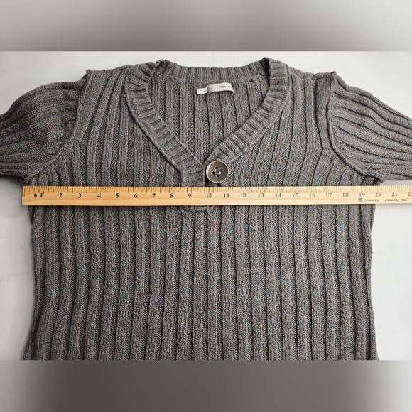 Maurices 1X Heathered Gray Multicolor Knit Ribbed V-Neck Sweater Cozy Cd-1816 - Picture 5 of 10